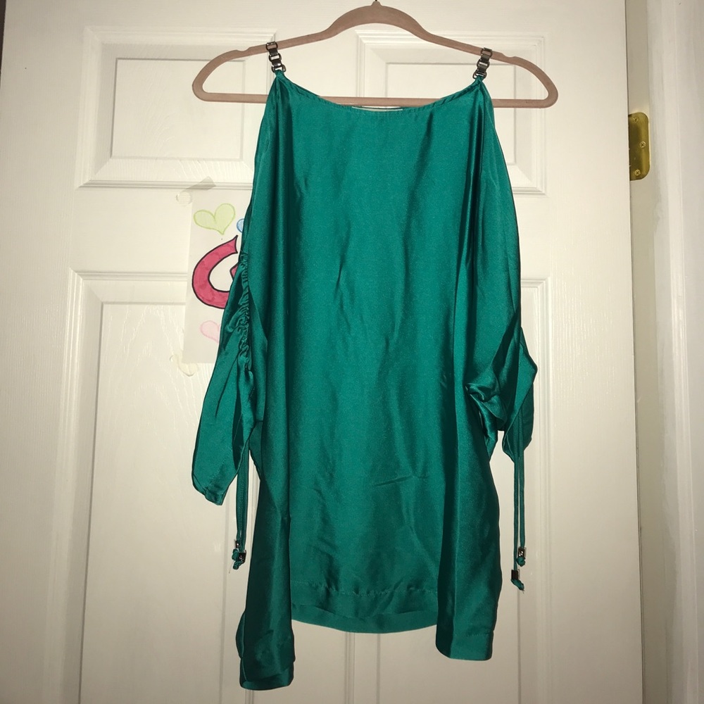 Green/teal Michael Kors open shoulder shirt